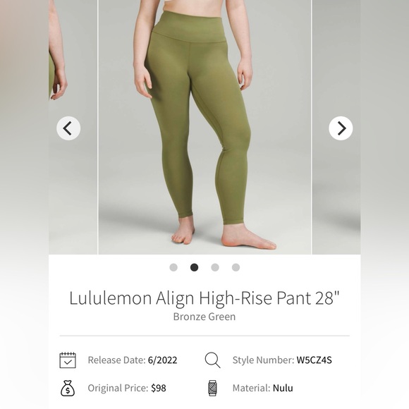 Lululemon Align High Rise 28” Leggings Bronze Green Size 4 - Picture 10 of 10